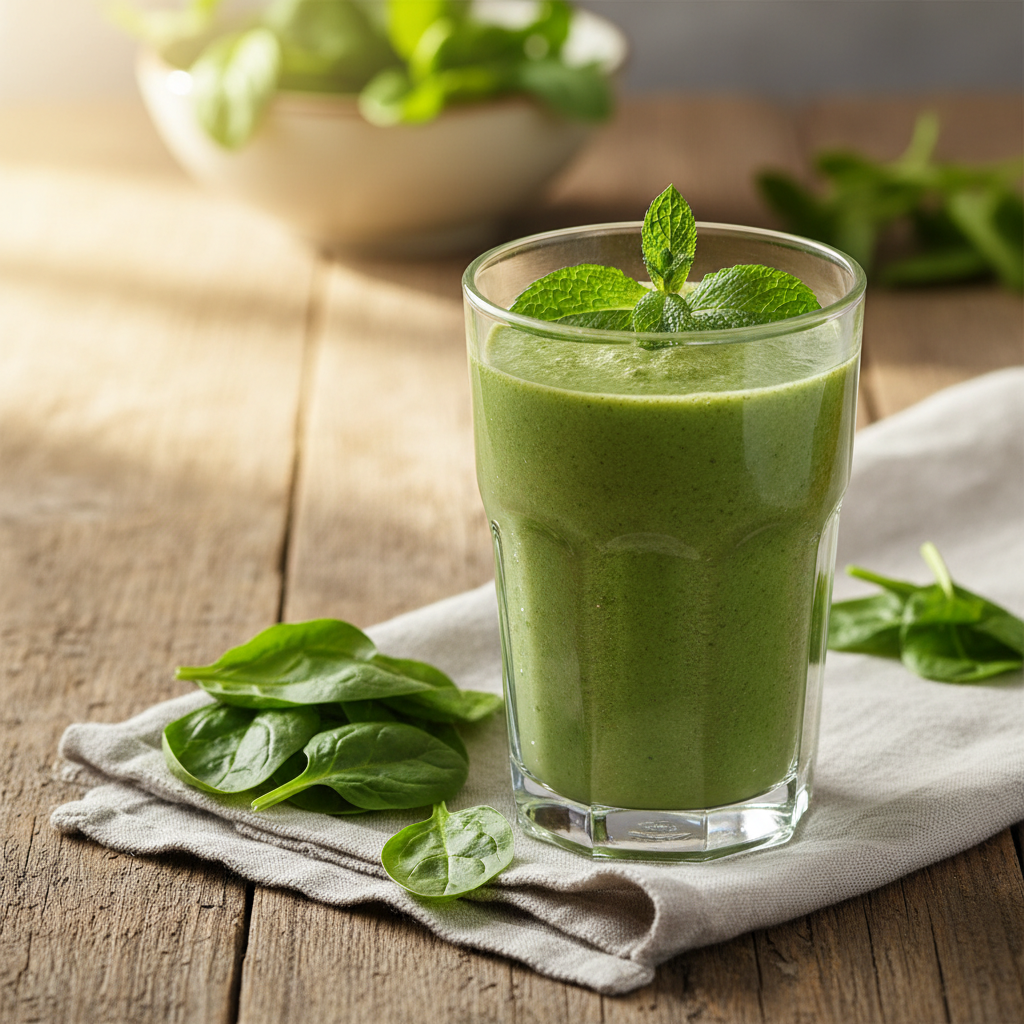 Green Detox Smoothie (Spinach, Pineapple & Mint)