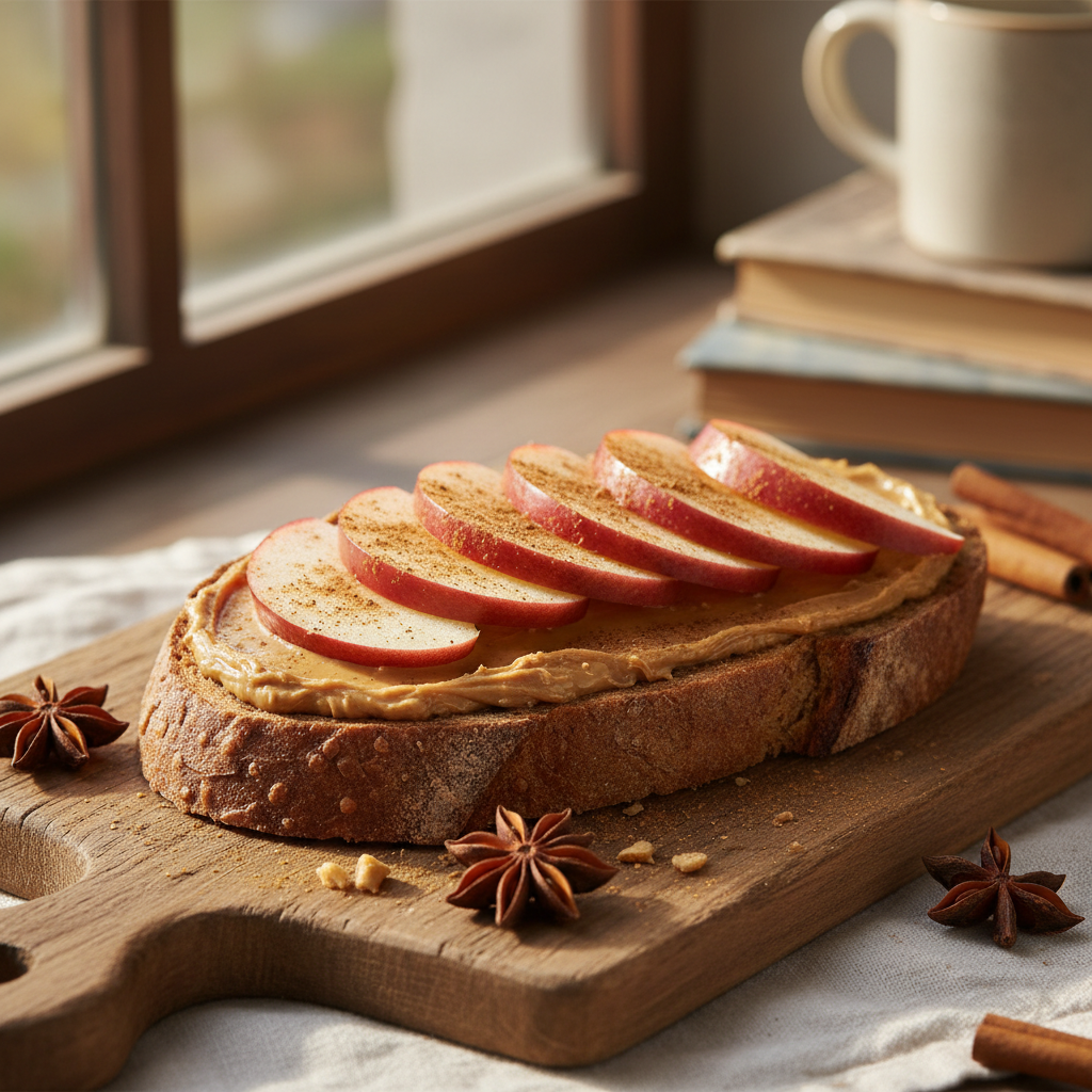 Peanut Butter Apple Toast with Cinnamon