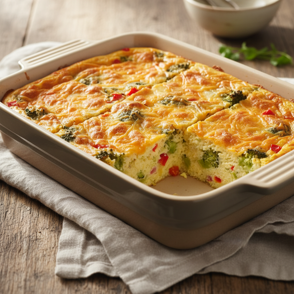 Broccoli "Cheddar" Egg Bake (Dairy-Free Cheese)