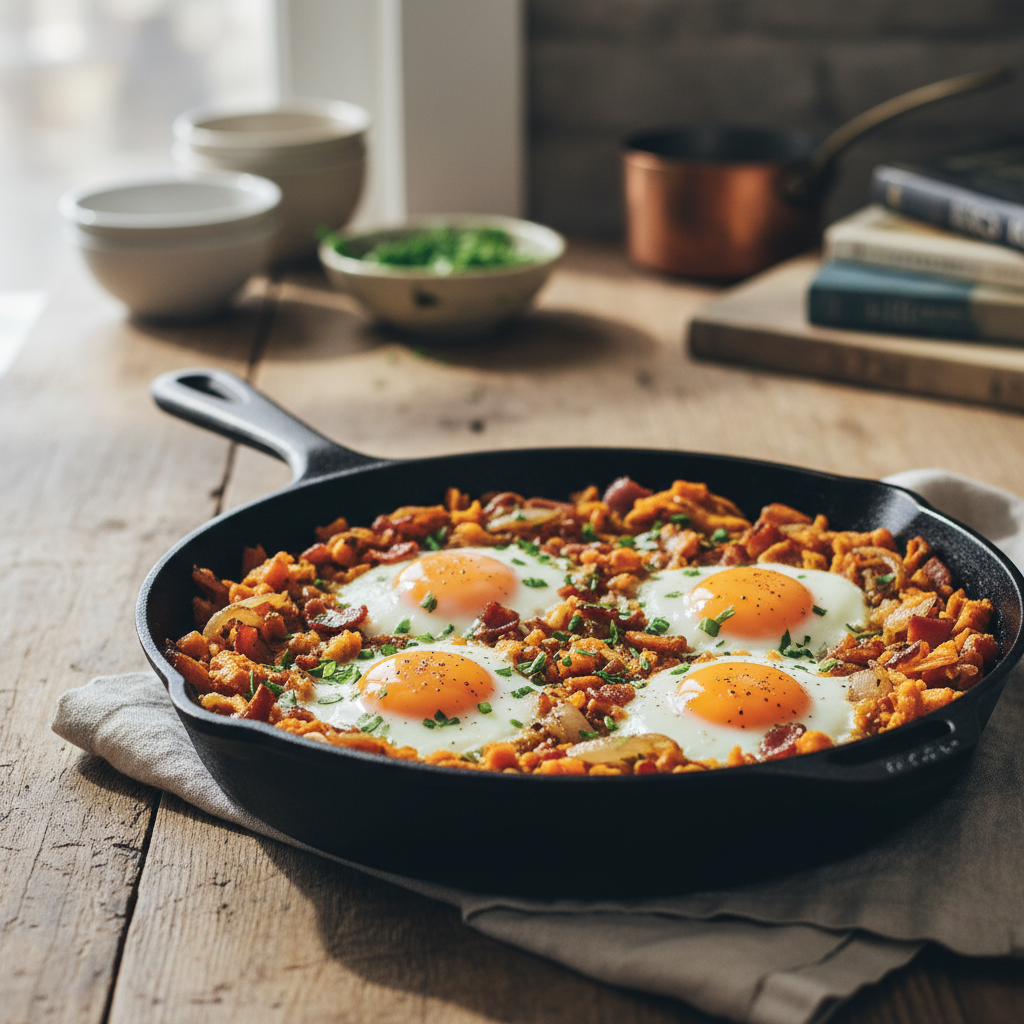 Sweet Potato Hash with Fried Eggs