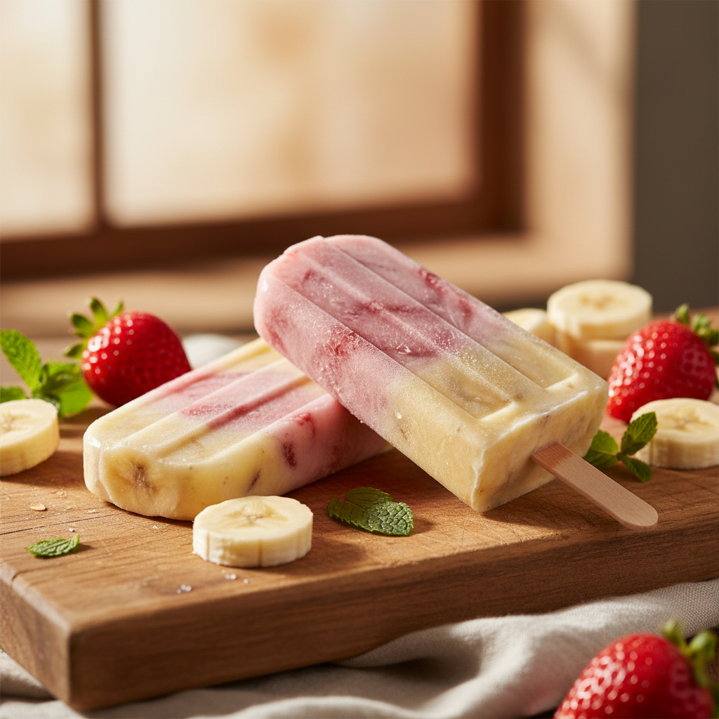 Strawberry Banana Popsicles