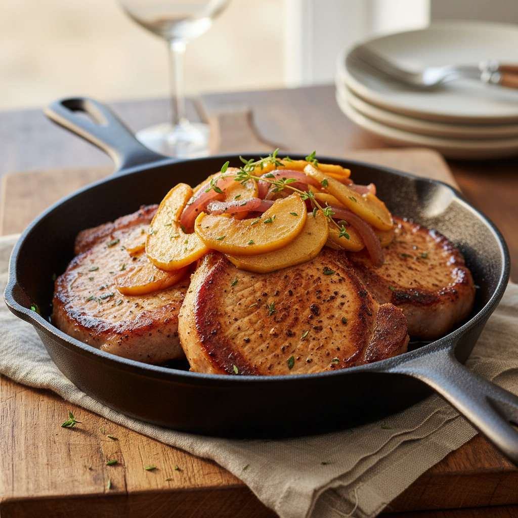 Skillet Pork Chops with Apples & Onions