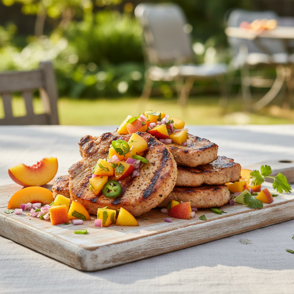 Grilled Pork Chops with Peach Salsa