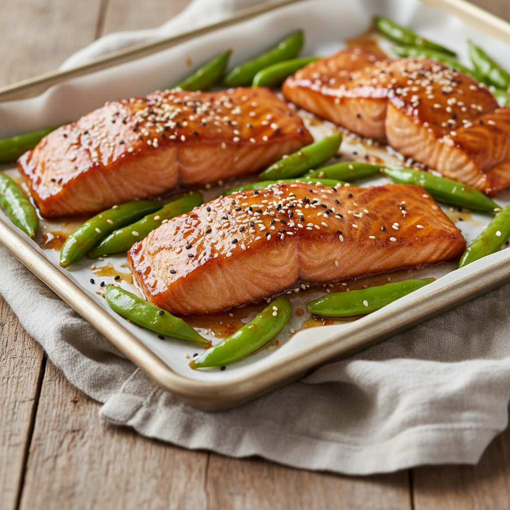 One-Pan Teriyaki Salmon & Snap Peas