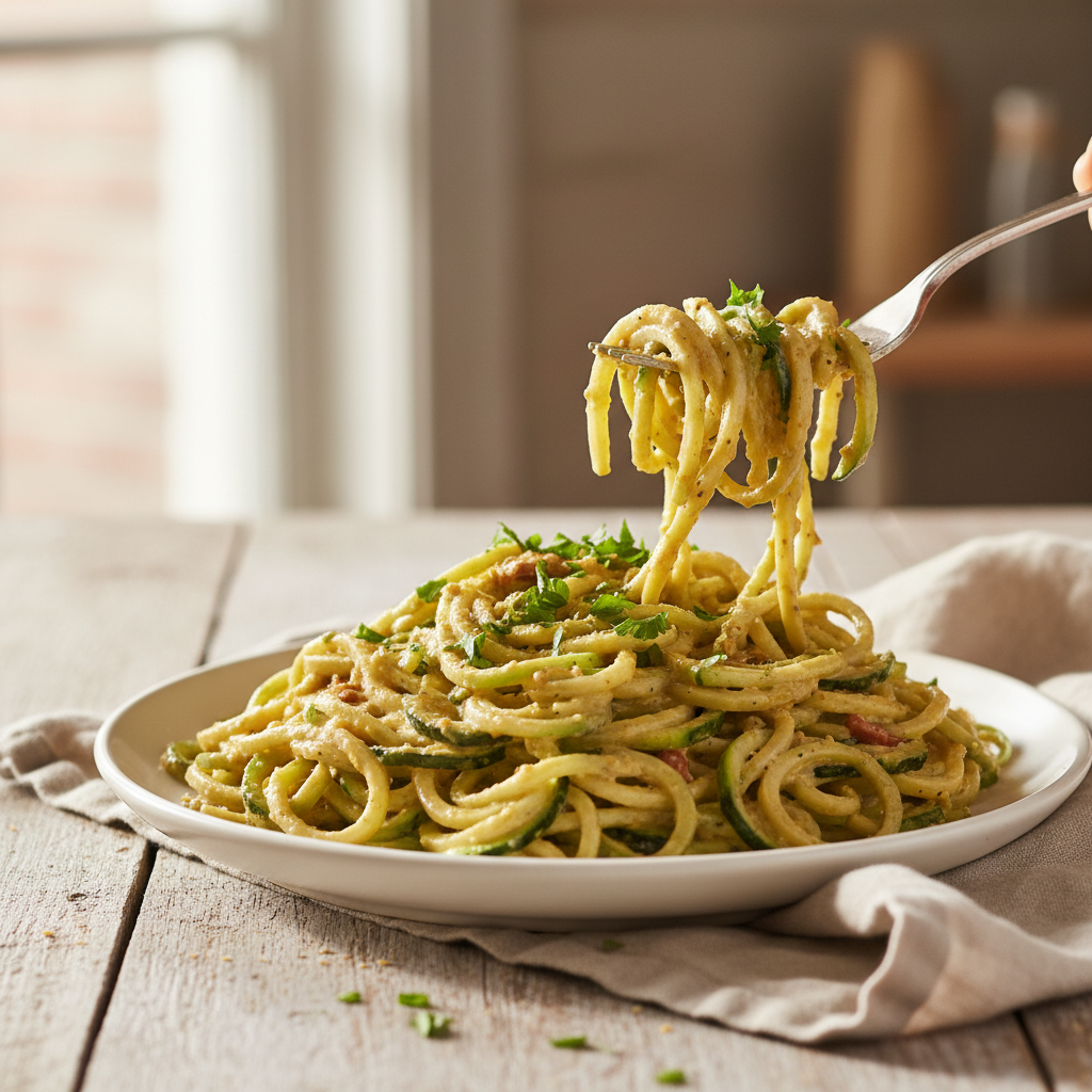 Creamy Cashew Alfredo with Zucchini Noodles