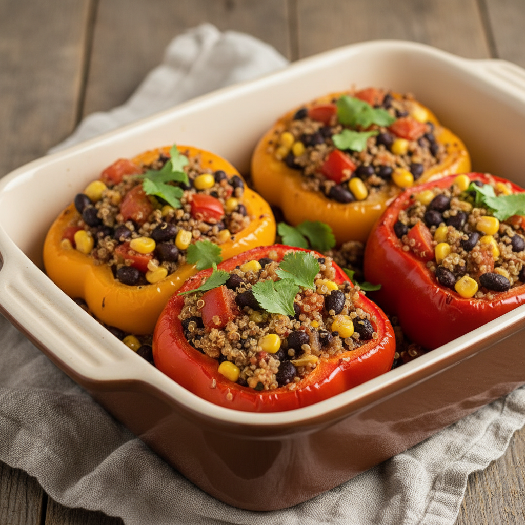 Stuffed Bell Peppers with Quinoa & Black Beans