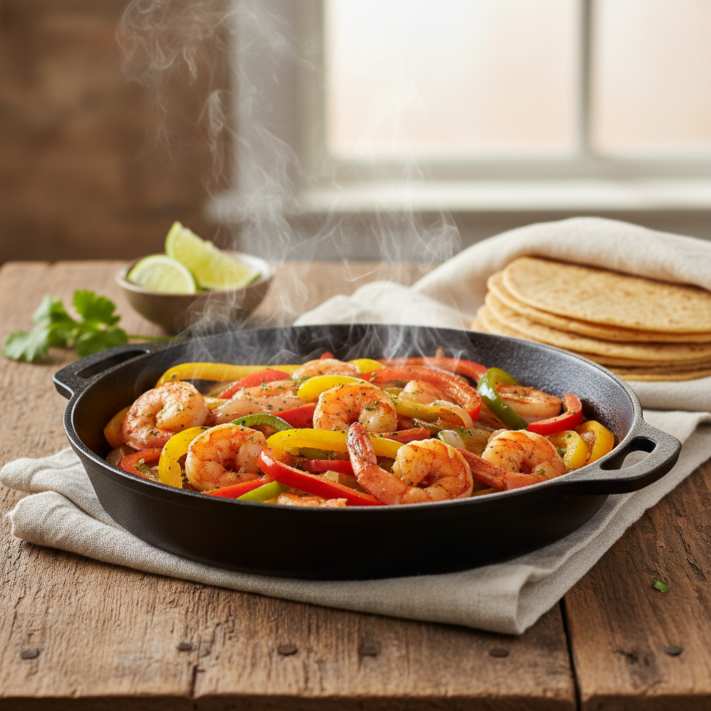 Skillet Shrimp Fajitas