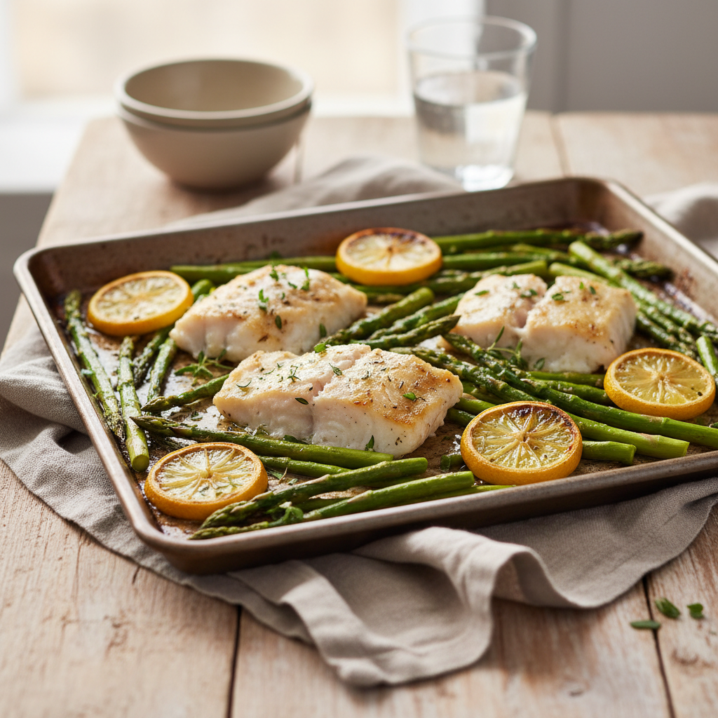 Sheet-Pan Fish & Asparagus with Lemon
