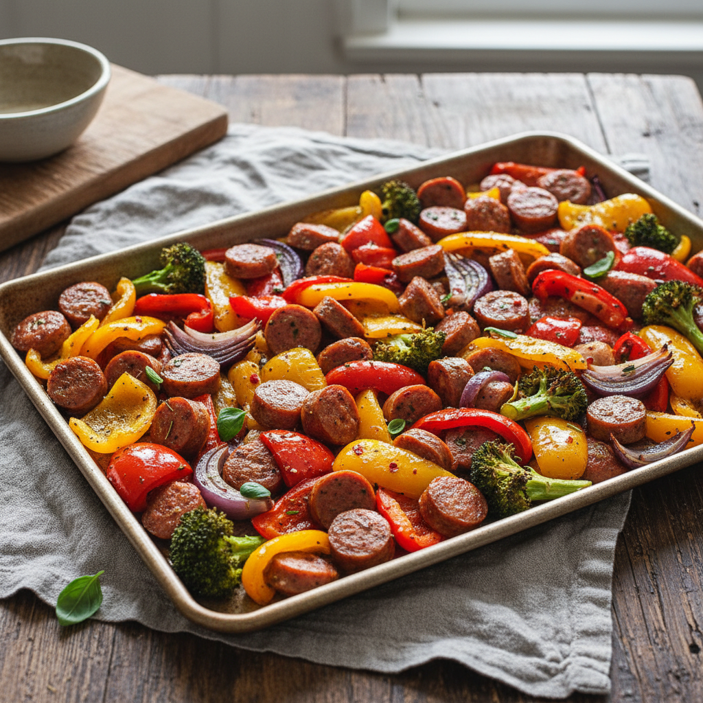 Sheet-Pan Sausage & Rainbow Veggies