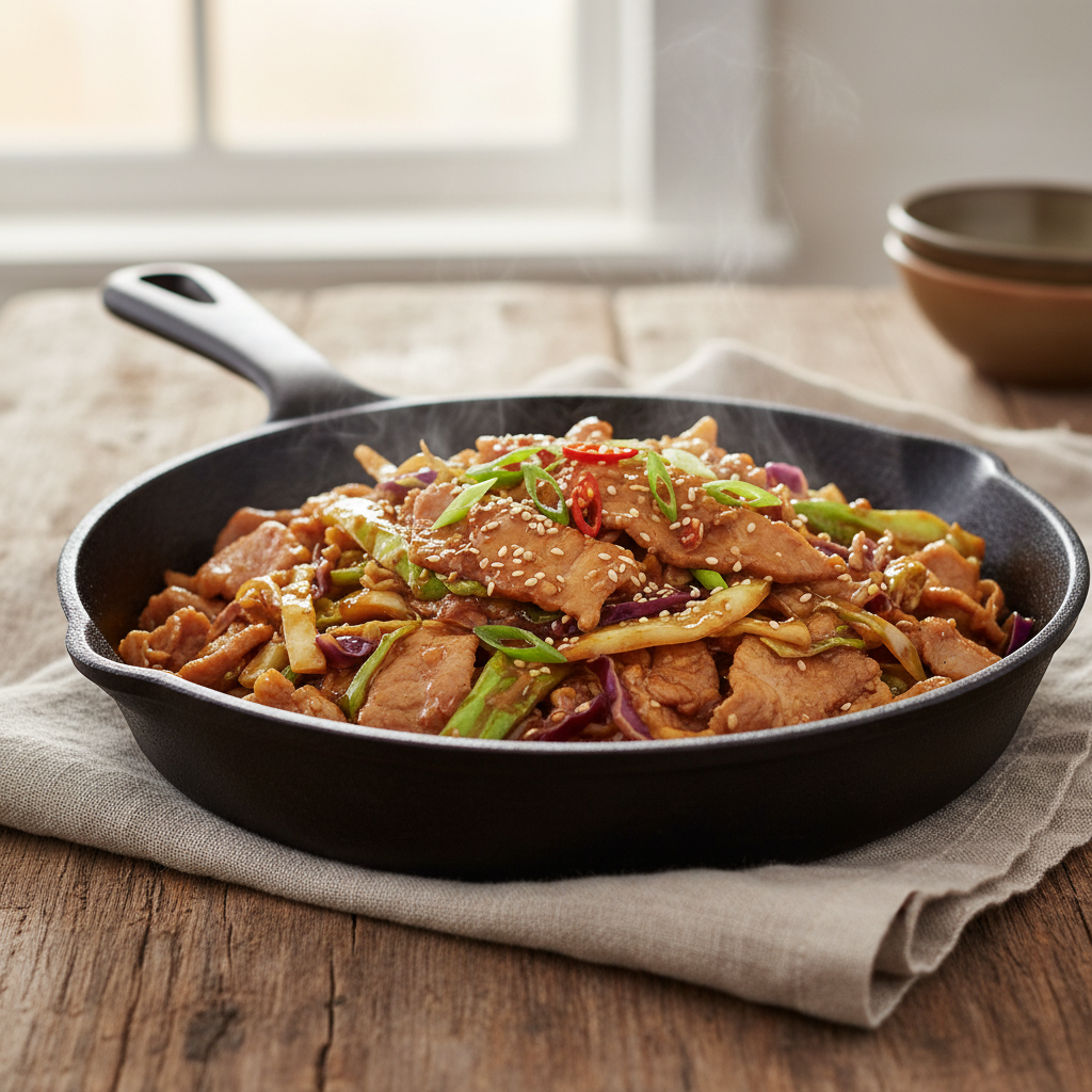 Skillet Pork Stir-Fry with Cabbage