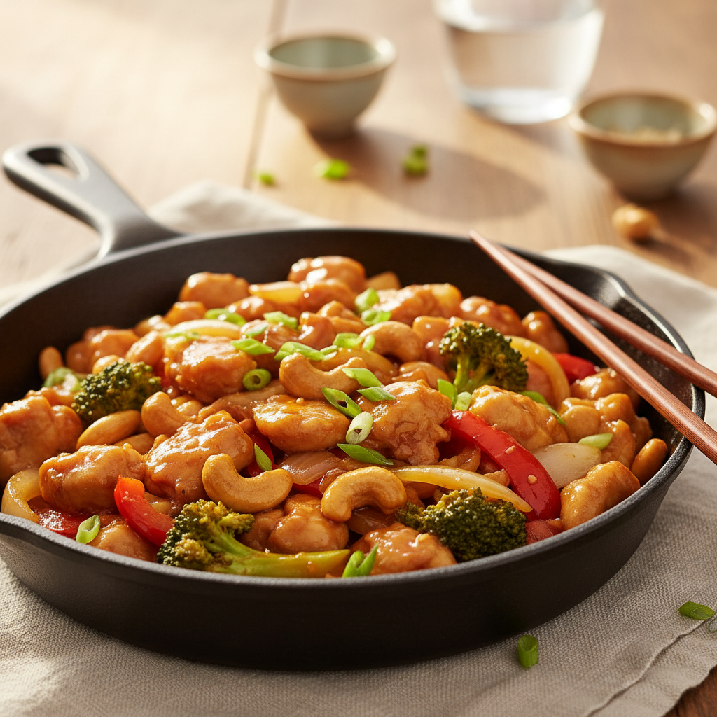 Skillet Cashew Chicken with Tamari Glaze