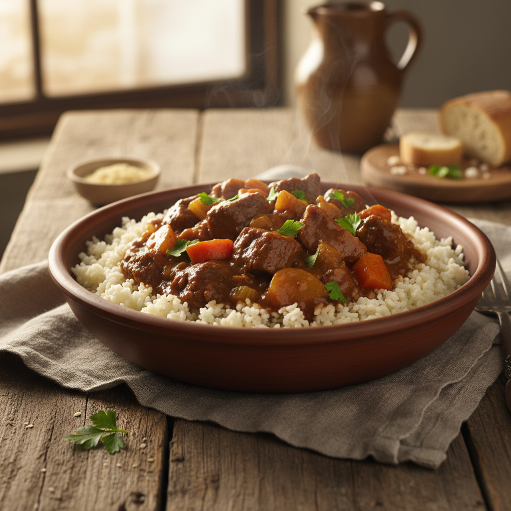 Beef & Vegetable Stew with Cauliflower Rice