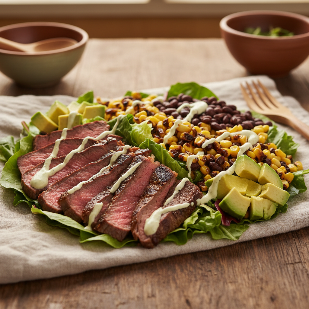 Southwest Steak Salad with Lime Crema