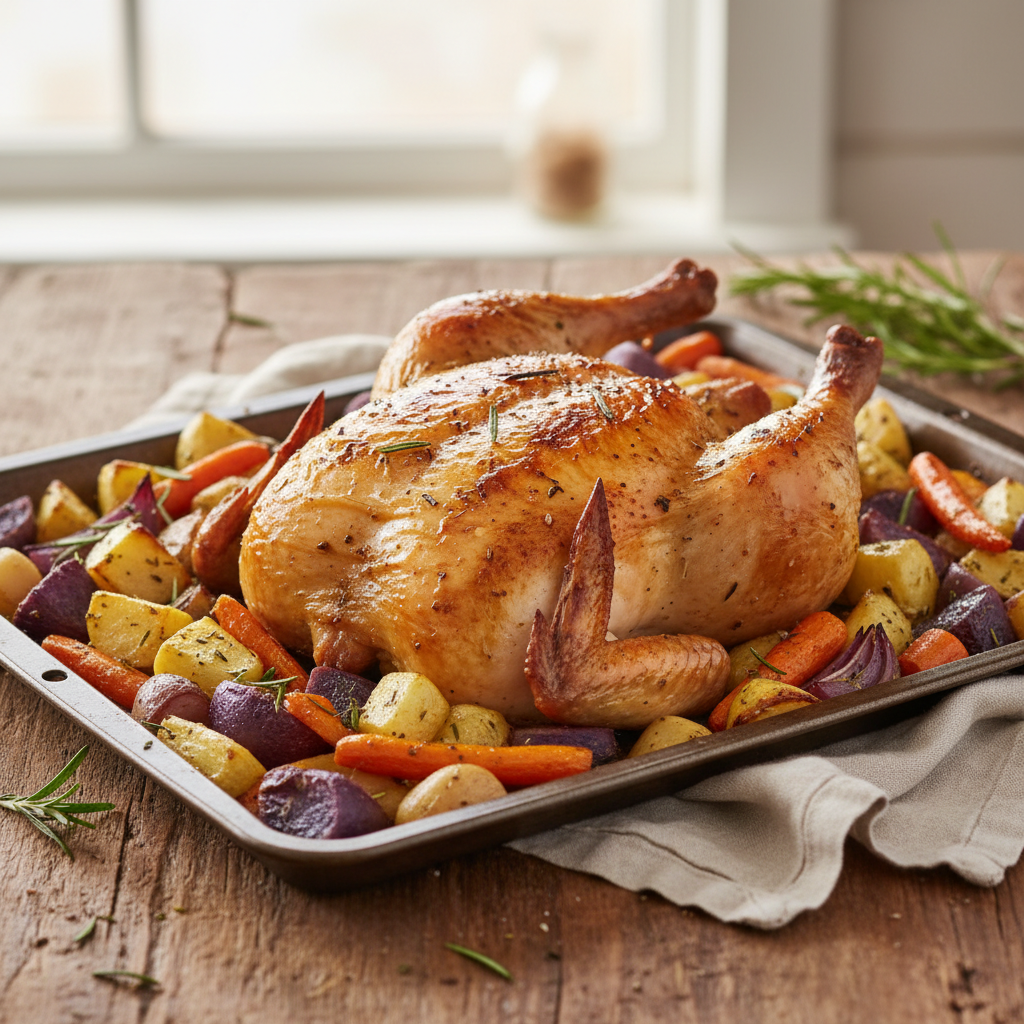 Whole Spatchcocked Roast Chicken with Herb Butter