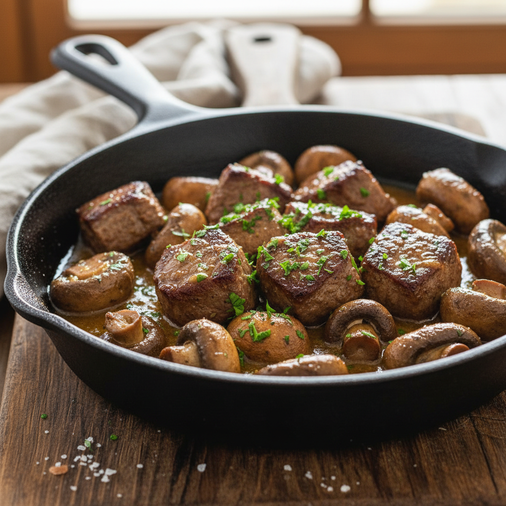 Garlic Butter Steak Bites with Mushrooms